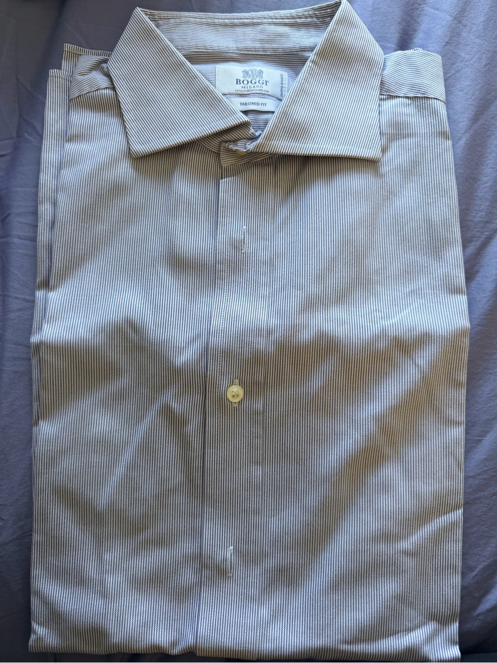 Boggi Milano Men's Slim Fit Light Blue Pinstripe Dress Shirt